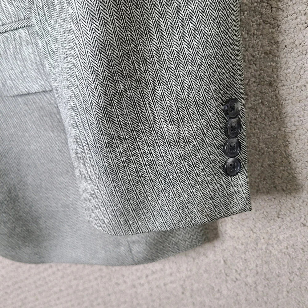 Jos A Bank Jacket Mens 42R Gray Herringbone Blazer Silk Camel Hair 2 Button Coat